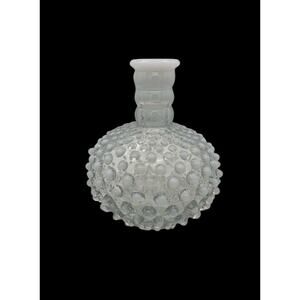 Fenton Glass Bud Vase Hobnail Opalescent Vintage White Clear Grannycore